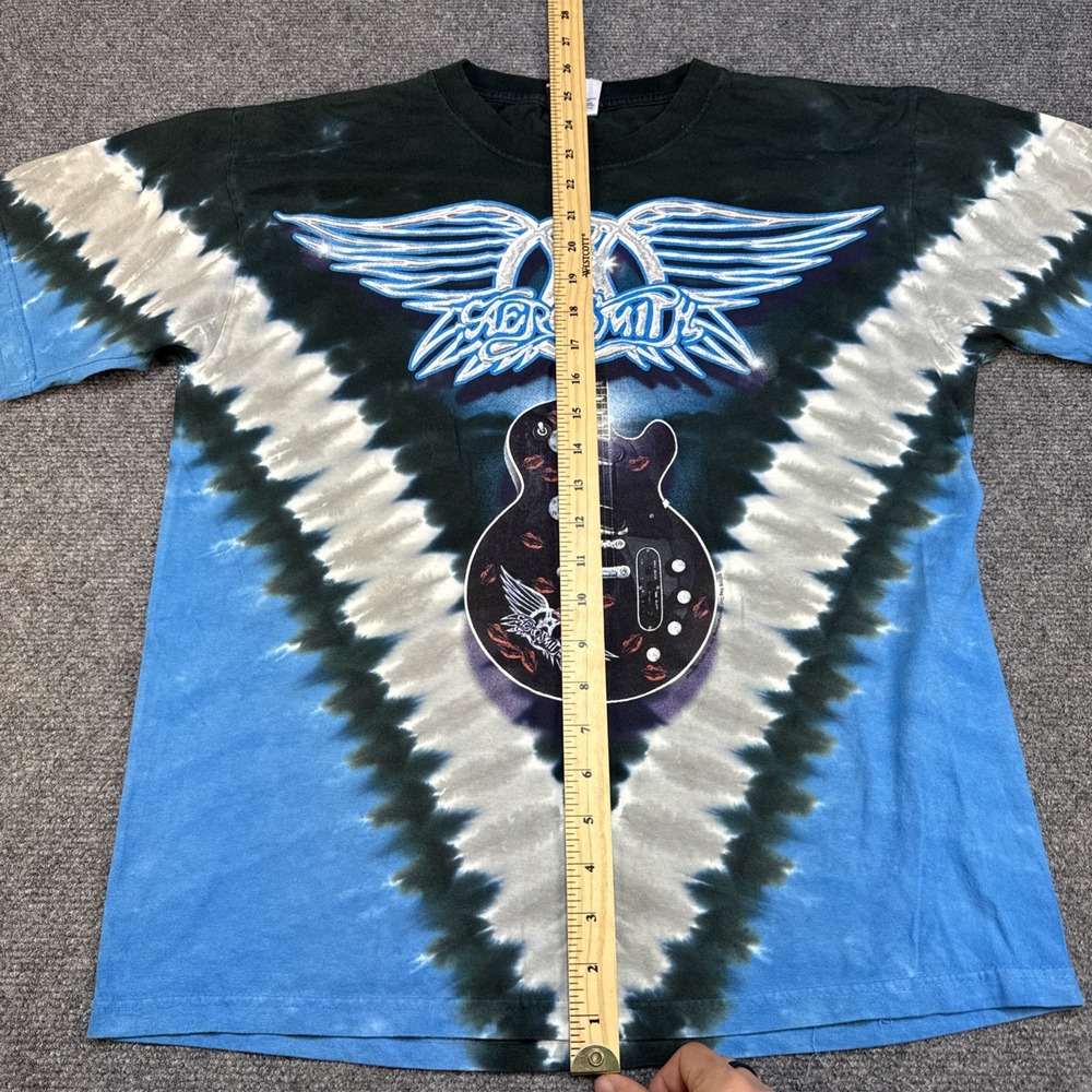 VTG Aerosmith x Liquid Blue Shirt Men M 2006 Tie Dye Classic Rock Tee Guitar AOP - Picture 10 of 10